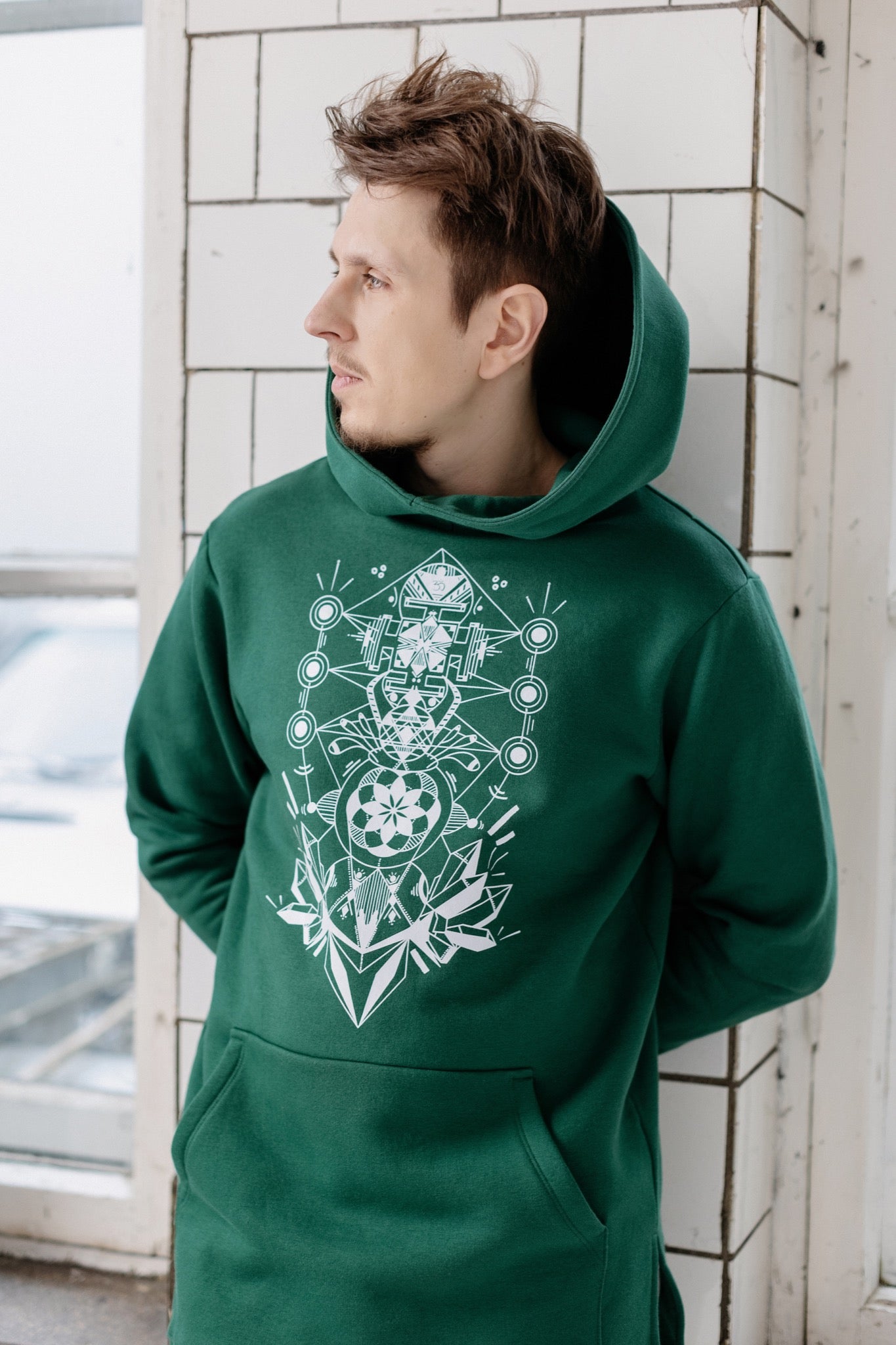 Žalias džemperis "Sacred geometry"